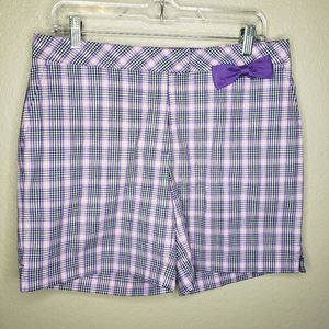 Lady Hagen purple plaid golf shorts 8.